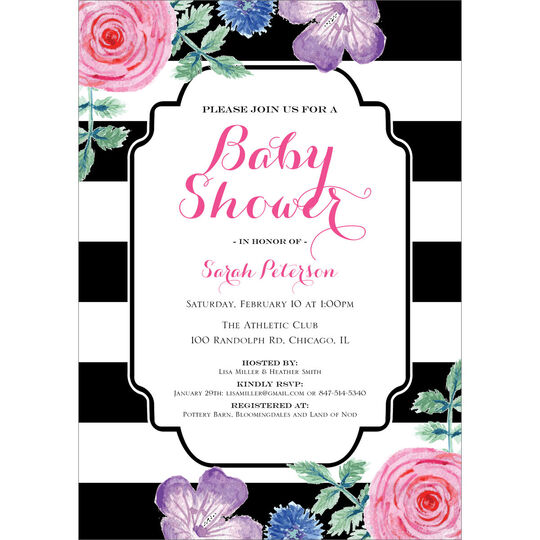 Vintage Flower Baby Shower Invitations